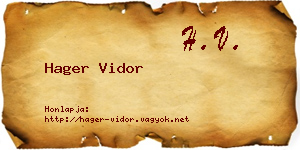 Hager Vidor névjegykártya